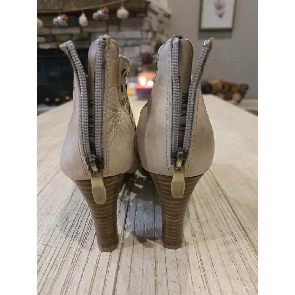 Spring Step Amora Women's Beige Strappy Sandals Size 10 High Heel
